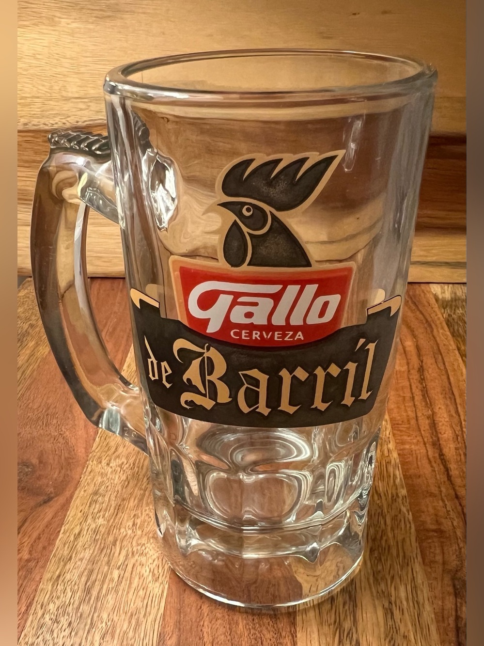 Cerveza Gallo de Barril Heavy Glass Beer Mug Stein